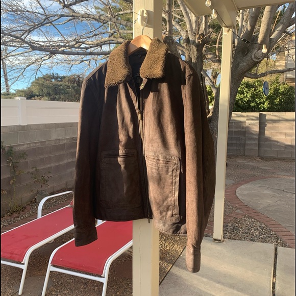 Faconnable leather jacket dark brown M
